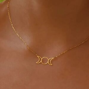 "Autumn" 14K Gold Celestial Moon Phase Cut Out Pendant Necklace -Bohemian Beauty